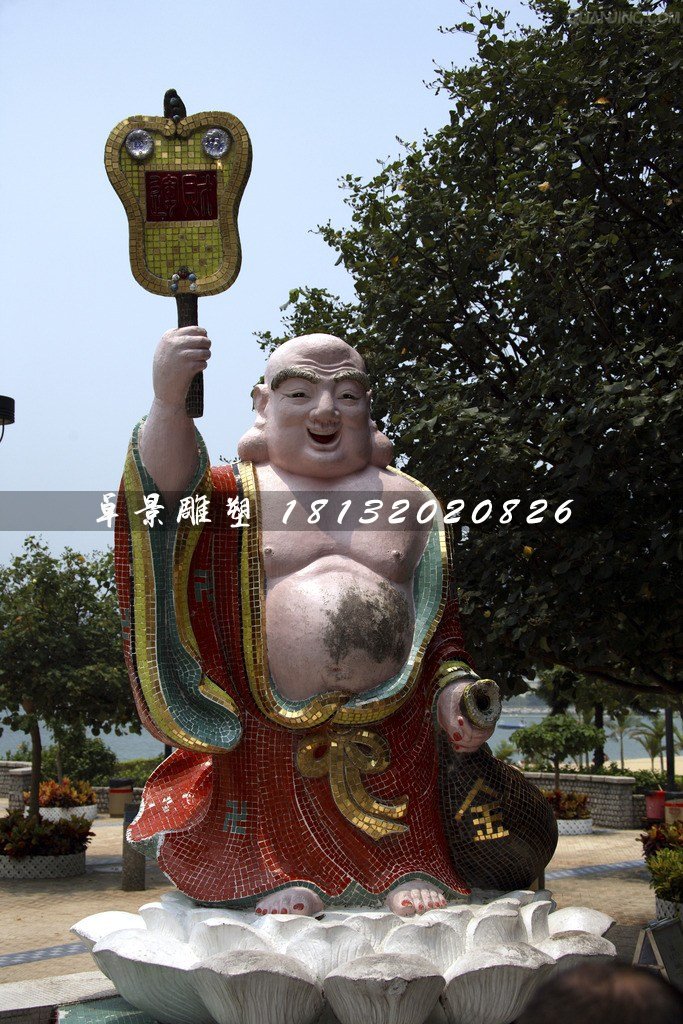 布袋和尚雕塑，玻璃鋼彩繪佛像