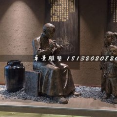 吹糖人銅雕，景觀小品銅雕
