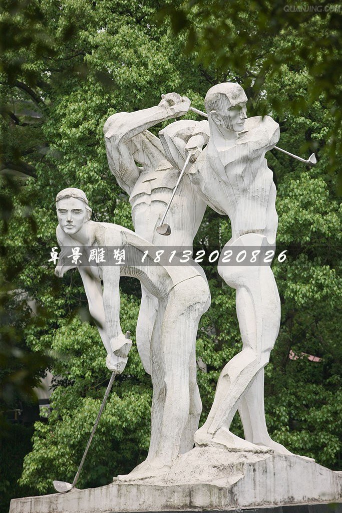 打高爾夫石雕,公園運動石雕