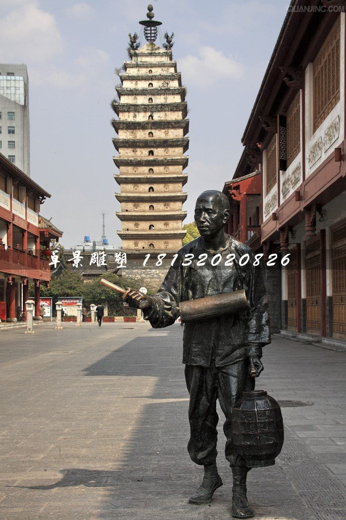 打更人銅雕，街邊景觀銅雕