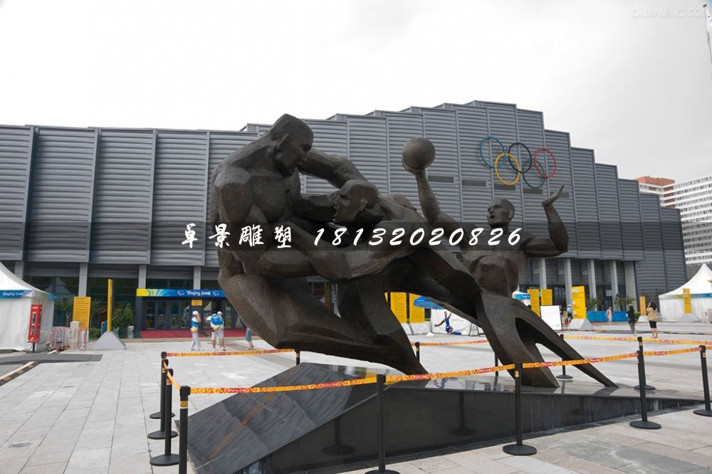 打籃球銅雕，廣場運動雕塑