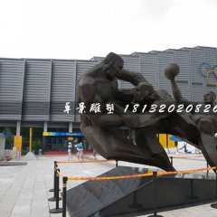 打籃球銅雕，廣場運(yùn)動雕塑