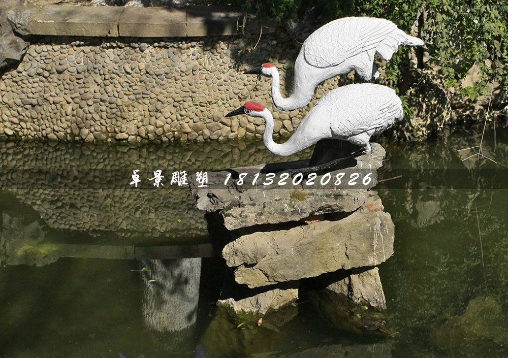丹頂鶴石雕，公園動(dòng)物石雕