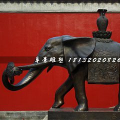 大象銅雕，象馱寶瓶銅雕