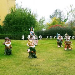 白雪公主與七個(gè)小矮人雕塑，玻璃鋼卡通雕塑