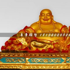 玻璃鋼彌勒佛，貼金彩繪佛像雕塑
