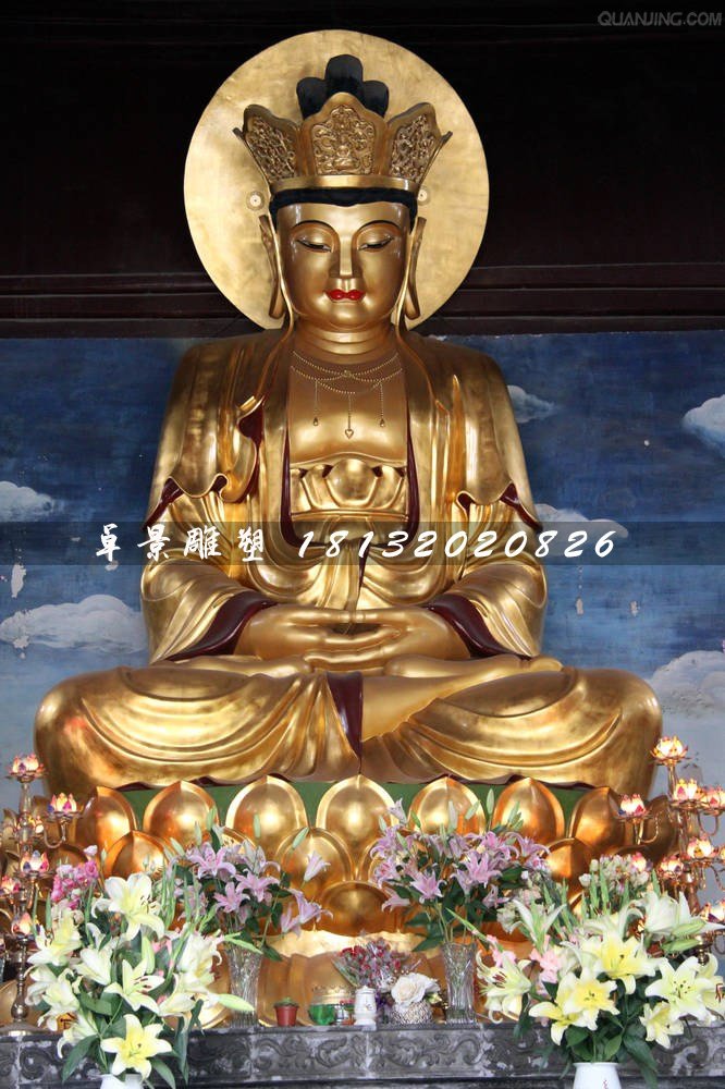 玻璃鋼地藏菩薩雕塑，貼金佛像雕塑