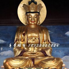 玻璃鋼地藏菩薩雕塑，貼金佛像雕塑