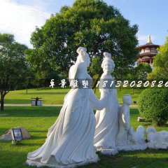 古代美女石雕，公園漢白玉人物雕塑