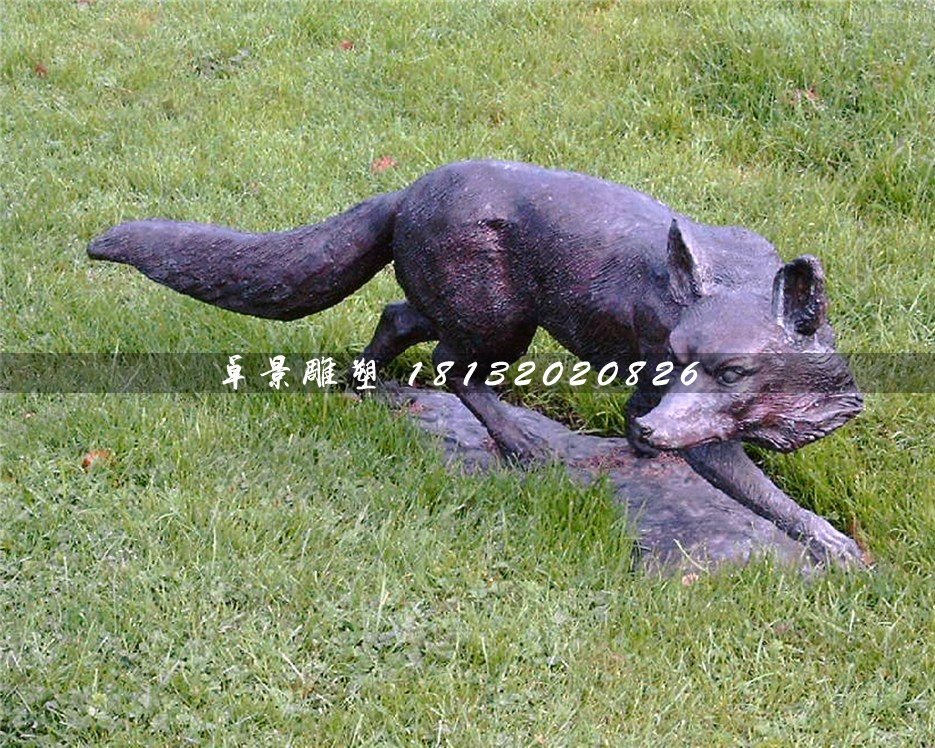 狐貍銅雕，公園動(dòng)物銅雕