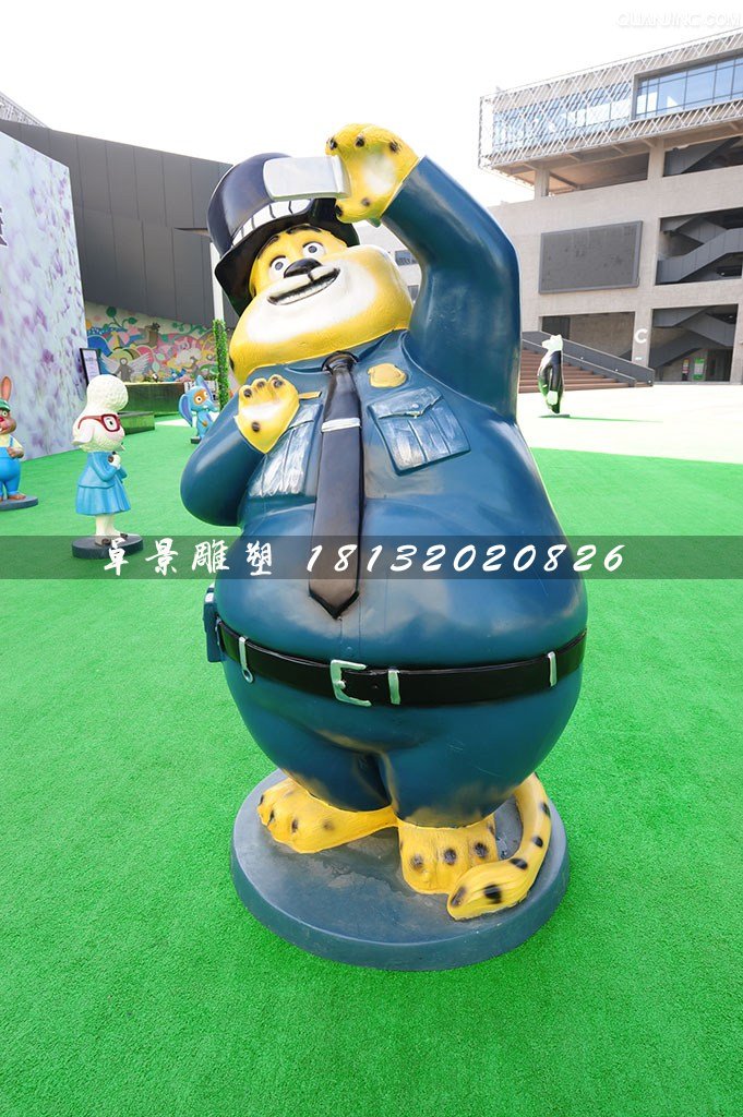 本杰明警官雕塑,玻璃鋼瘋狂動(dòng)物城雕塑