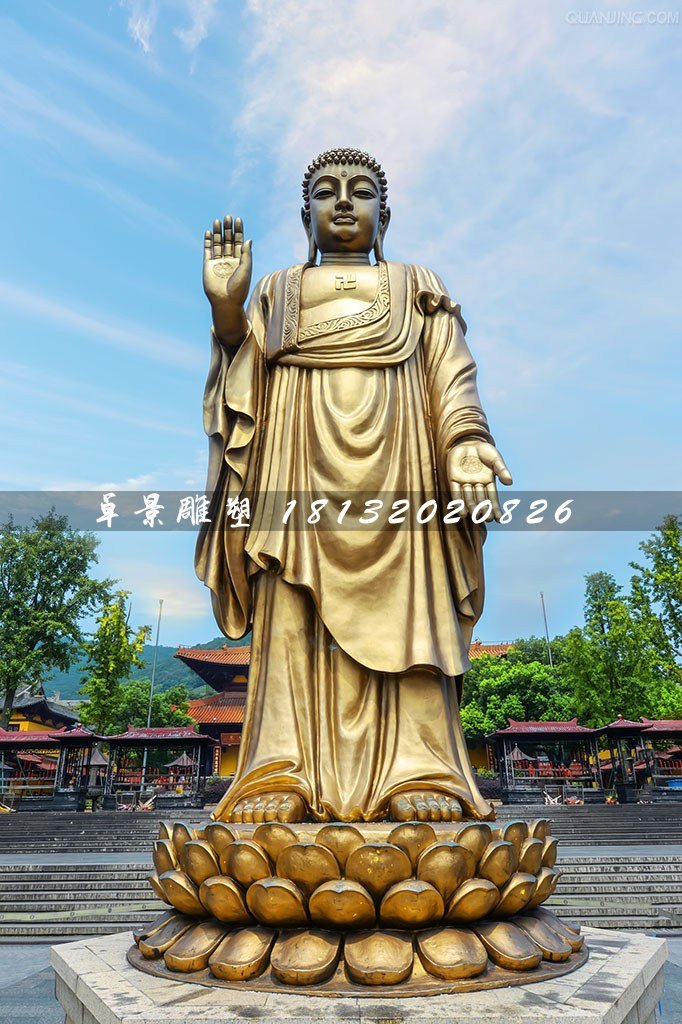 立式如來佛銅雕，寺廟銅佛像