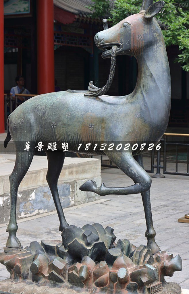 梅花鹿銅雕，動物銅雕