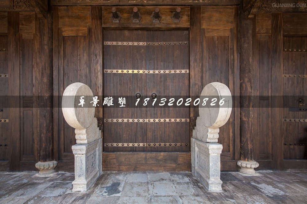 門鼓石雕，大理石門墩雕塑
