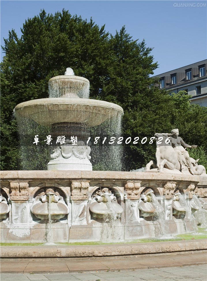 噴水盆石雕，雙層噴泉石雕