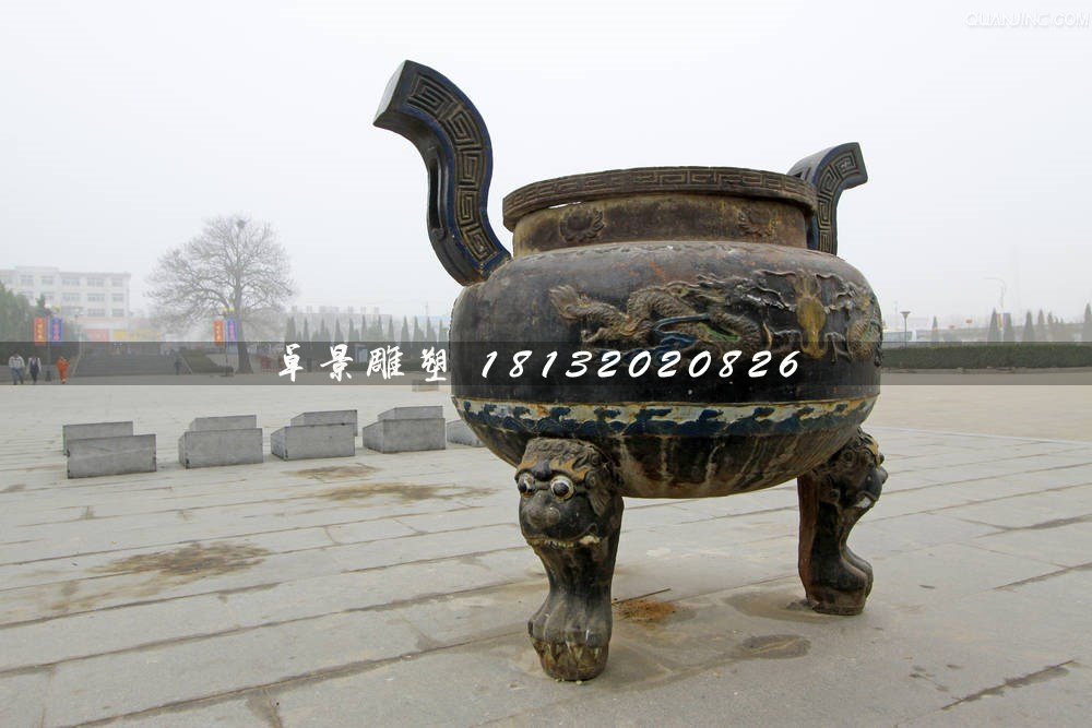 三足香爐銅雕，廣場(chǎng)銅香爐雕塑