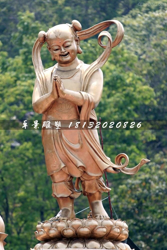 善財(cái)童子銅雕,寺廟善財(cái)童子銅雕