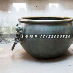 水缸銅雕，仿古銅水缸
