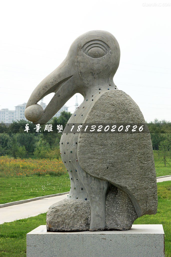 烏鴉石雕，公園動(dòng)物石雕