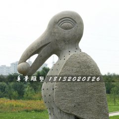 烏鴉石雕，公園動物石雕