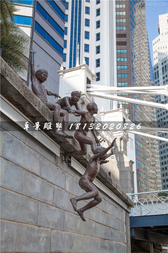 小孩跳水銅雕,街邊景觀銅雕