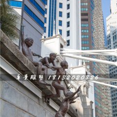 小孩跳水銅雕，街邊景觀銅雕