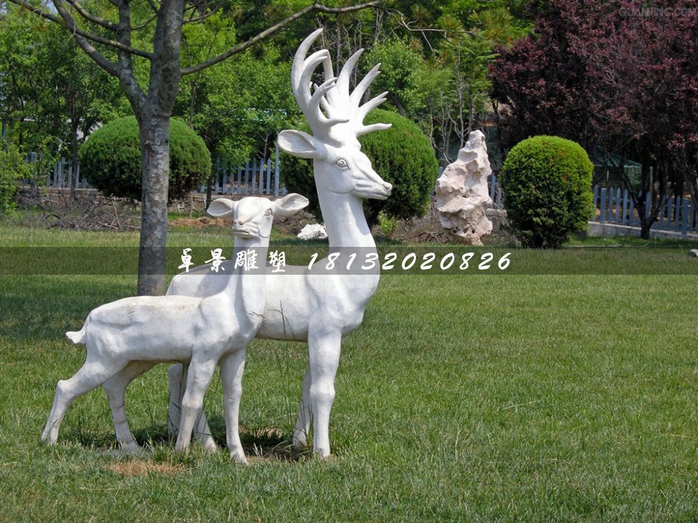 小鹿石雕，公園動物石雕