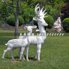 小鹿石雕，公園動物石雕