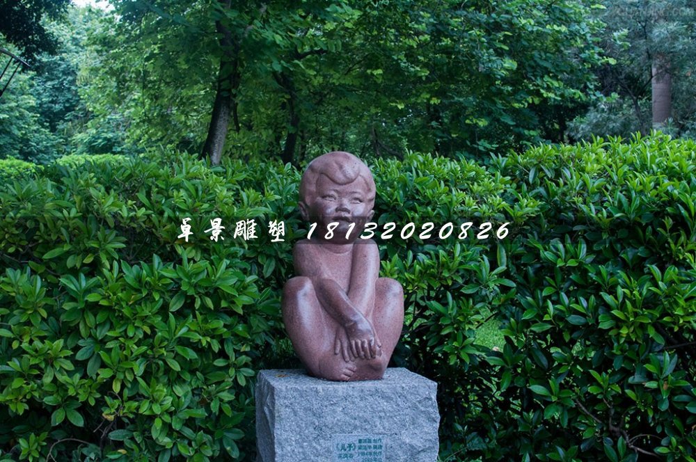 小男孩石雕，公園人物石雕