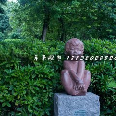 小男孩石雕，公園人物石雕