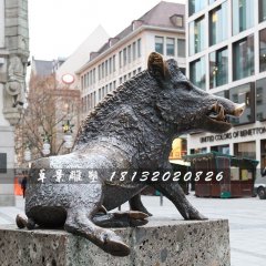 野豬銅雕，街邊動物銅雕