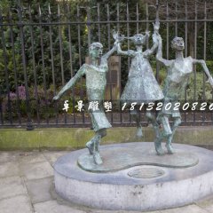 一家三口銅雕，公園天倫之樂銅雕
