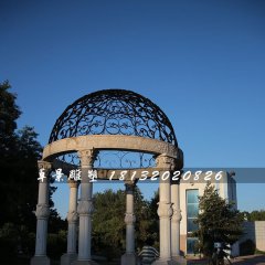 圓頂涼亭石雕，公園歐式涼亭石雕