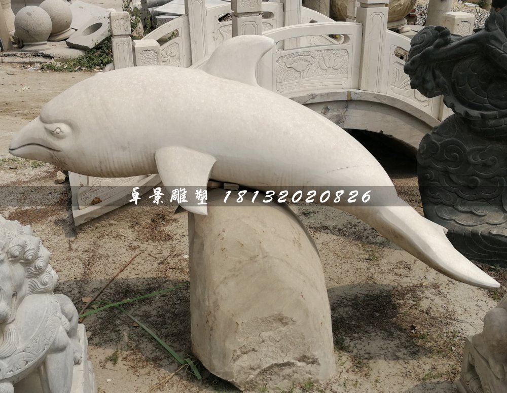 白海豚石雕，公園動物石雕