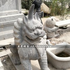 獨(dú)角獸石雕，青石神獸