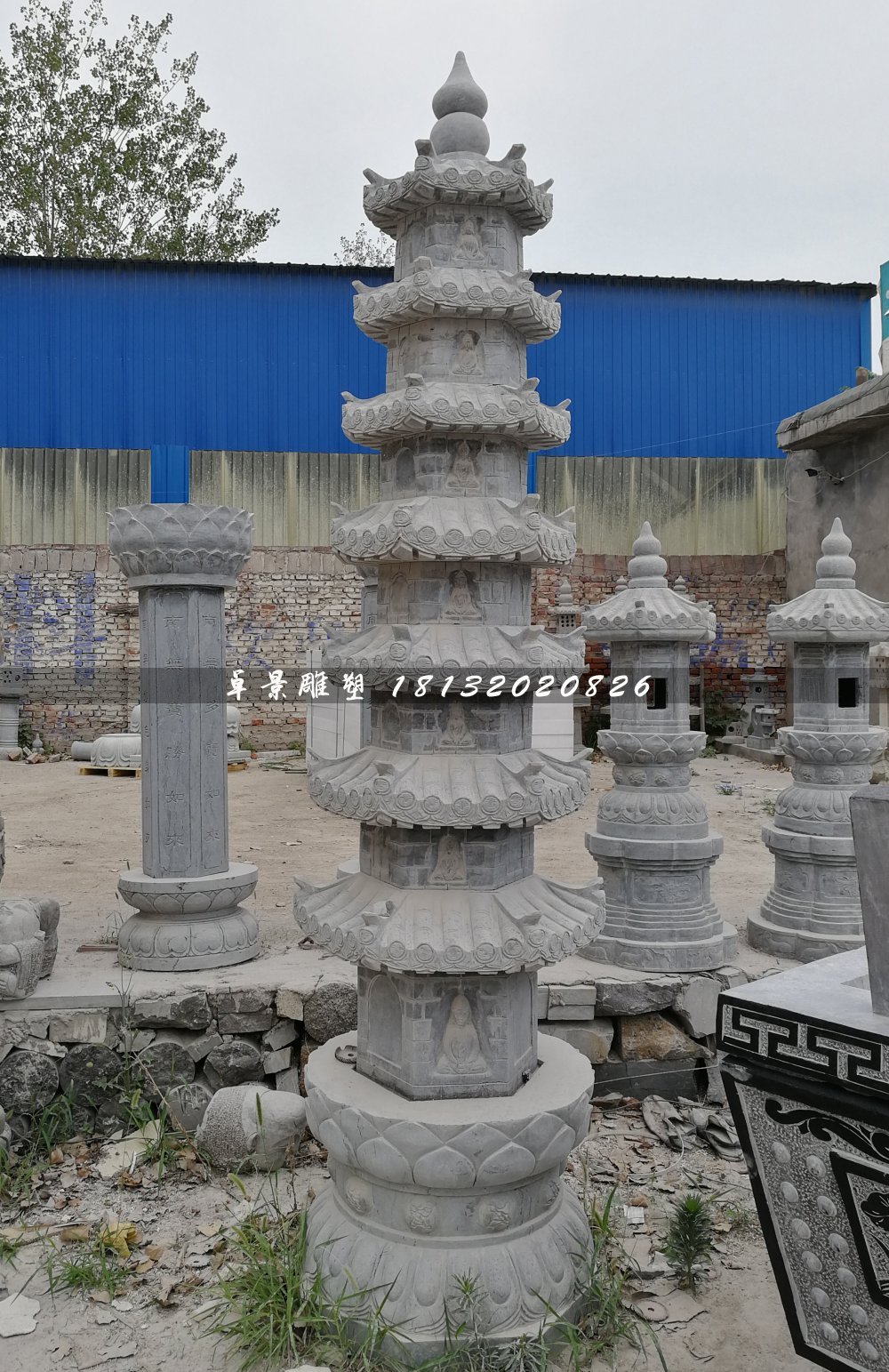 佛塔石雕，寺廟青石佛塔 (2)