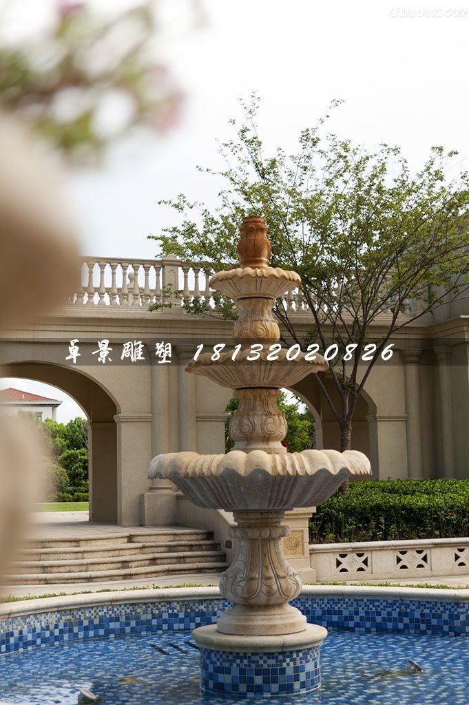 歐式噴泉石雕，公園三層噴泉石雕 (1)