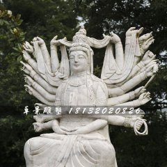 千手觀音石雕，大理石坐式觀音雕塑