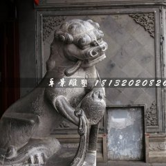 青石獅子雕塑，戲球獅石雕
