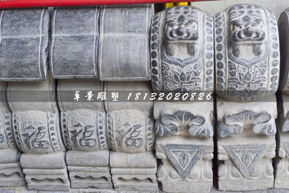 青石門(mén)墩，仿古抱鼓石雕塑