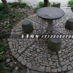 青石圓桌圓凳，公園桌椅石雕