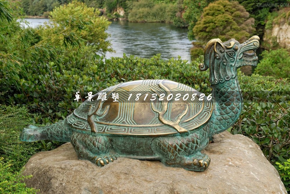 青銅龍龜?shù)袼埽珗@動物銅雕