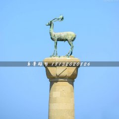 青銅鹿雕塑，廣場馴鹿銅雕