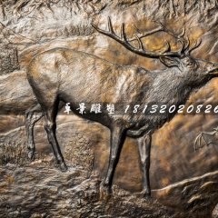 銅浮雕，馴鹿蝙蝠銅浮雕