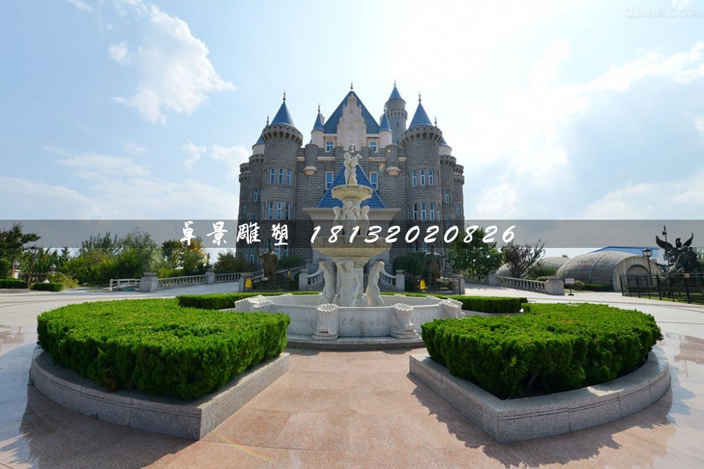 西方人物石噴泉，廣場漢白玉噴泉雕塑