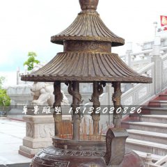 香爐銅雕，寺廟三足銅香爐