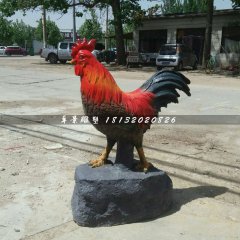 玻璃鋼公雞雕塑，彩繪動物雕塑