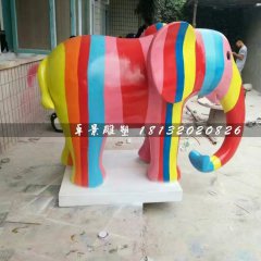 彩繪大象雕塑，玻璃鋼動(dòng)物雕塑