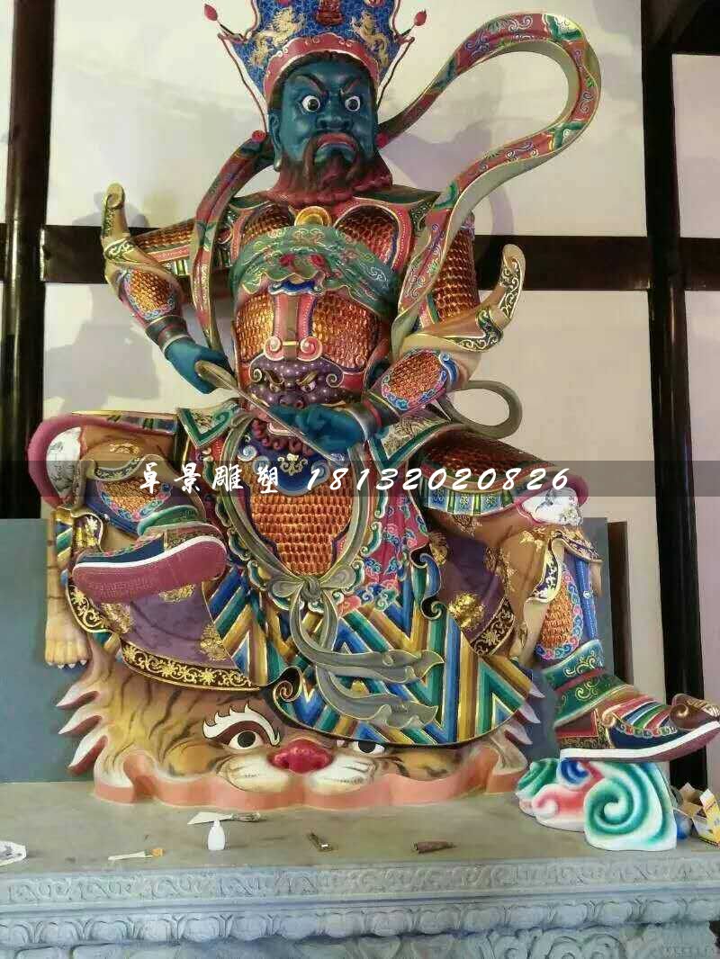 彩繪四大天王雕塑，玻璃鋼神仙雕塑 (4)