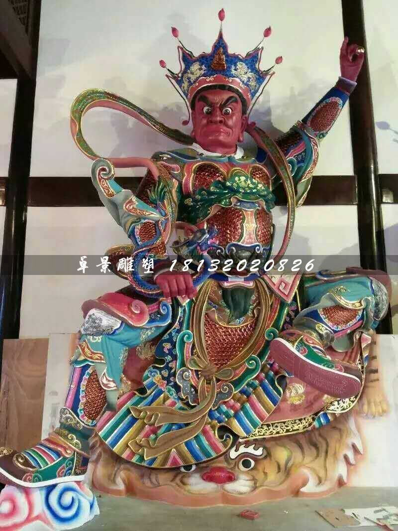 彩繪四大天王雕塑，玻璃鋼神仙雕塑 (2)
